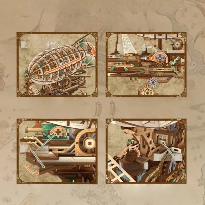 Detailansicht eines dekorativen Elements im 3D Holz Puzzle - Sailing In Fog mit feinen Details