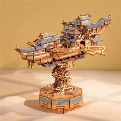3D Holz Puzzle - Wind Voyager Gesamtansicht mit detaillierter Szenerie