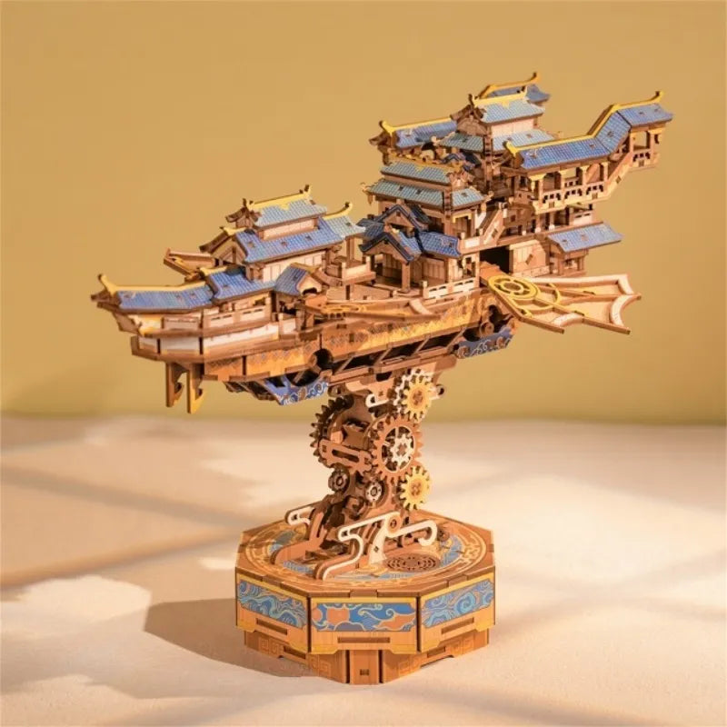 3D Holz Puzzle - Wind Voyager Gesamtansicht mit detaillierter Szenerie
