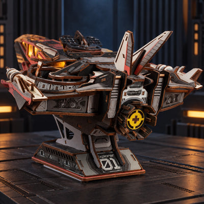 Rear view of Explorer01 with display stand and side details