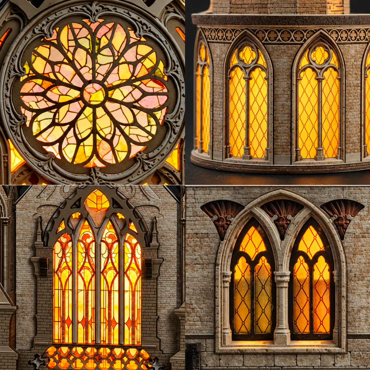 Fensterrose und gotische Fenster von Glen Sky Citadel im Detail