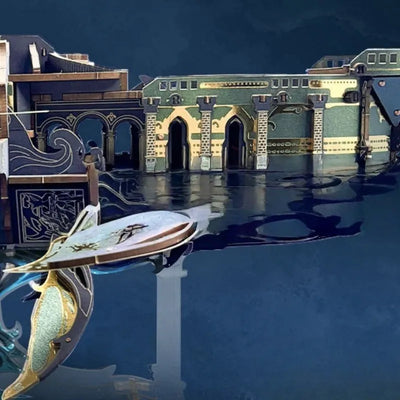 Detailansicht eines dekorativen Elements im 3D Puzzle - Whale Ark Of The Universe mit feinen Details