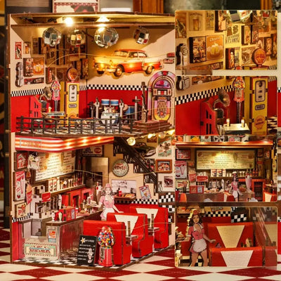 Nahaufnahme des Book Nook - 1950s Diner mit reichhaltigen Details