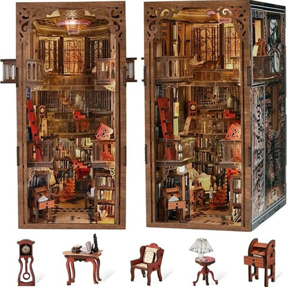 Book Nook - Abbey Library Gesamtansicht mit präzise geschnittenen Holzteilen und hochwertiger Verarbeitung