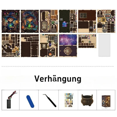 Fogli decorativi, elementi pretagliati e accessori inclusi nel kit