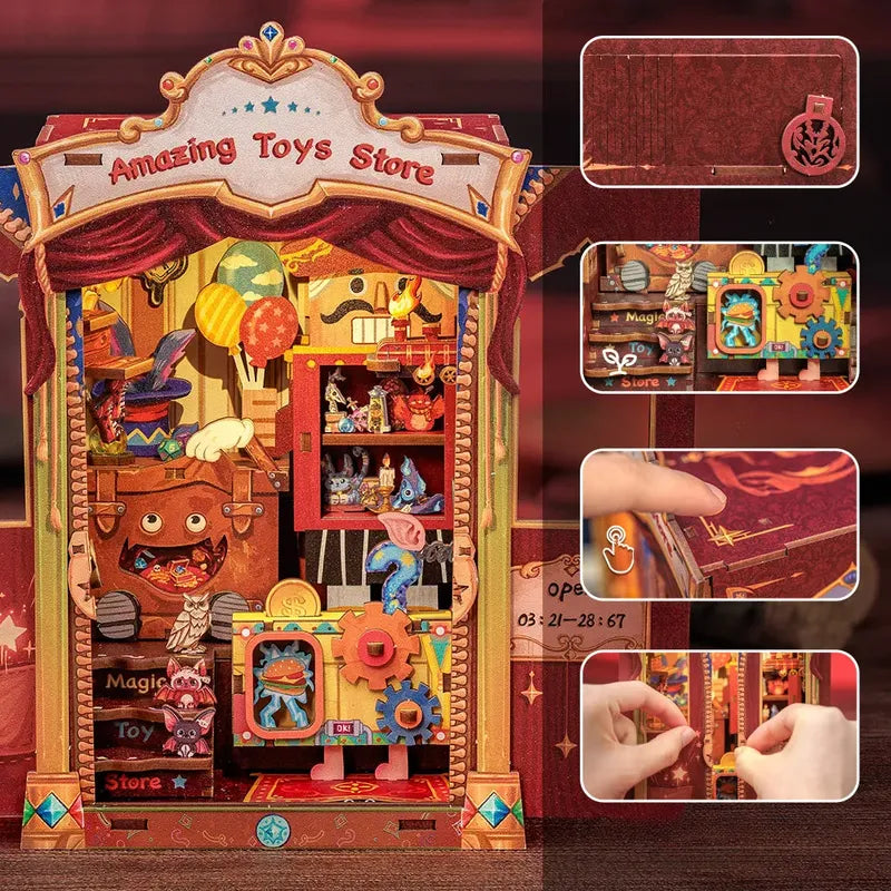 Vista funzionale di Amazing Toys Store con comando touch, vano batterie e ante richiudibili