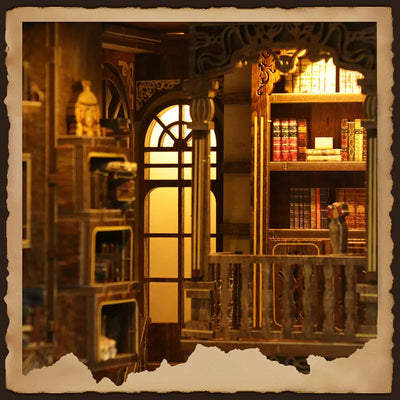 Nahaufnahme des Book Nook - Ancient Book Collection Room mit reichhaltigen Details