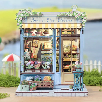 Book Nook - Anna's Blue Blossom Gesamtansicht mit detaillierter Szenerie