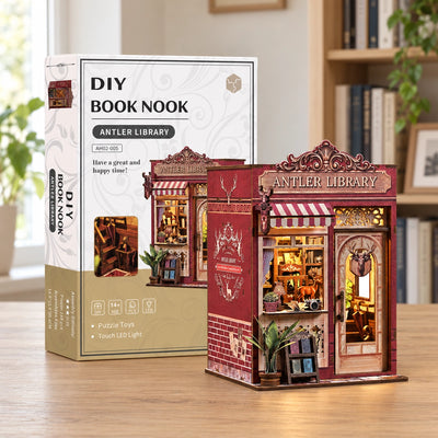 Antler Library neben der Produktverpackung