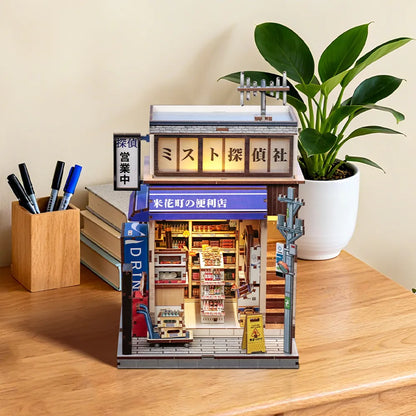 Obere Ansicht des Book Nook - Beika-cho Convenience Store mit detaillierten Mustern und Beleuchtung