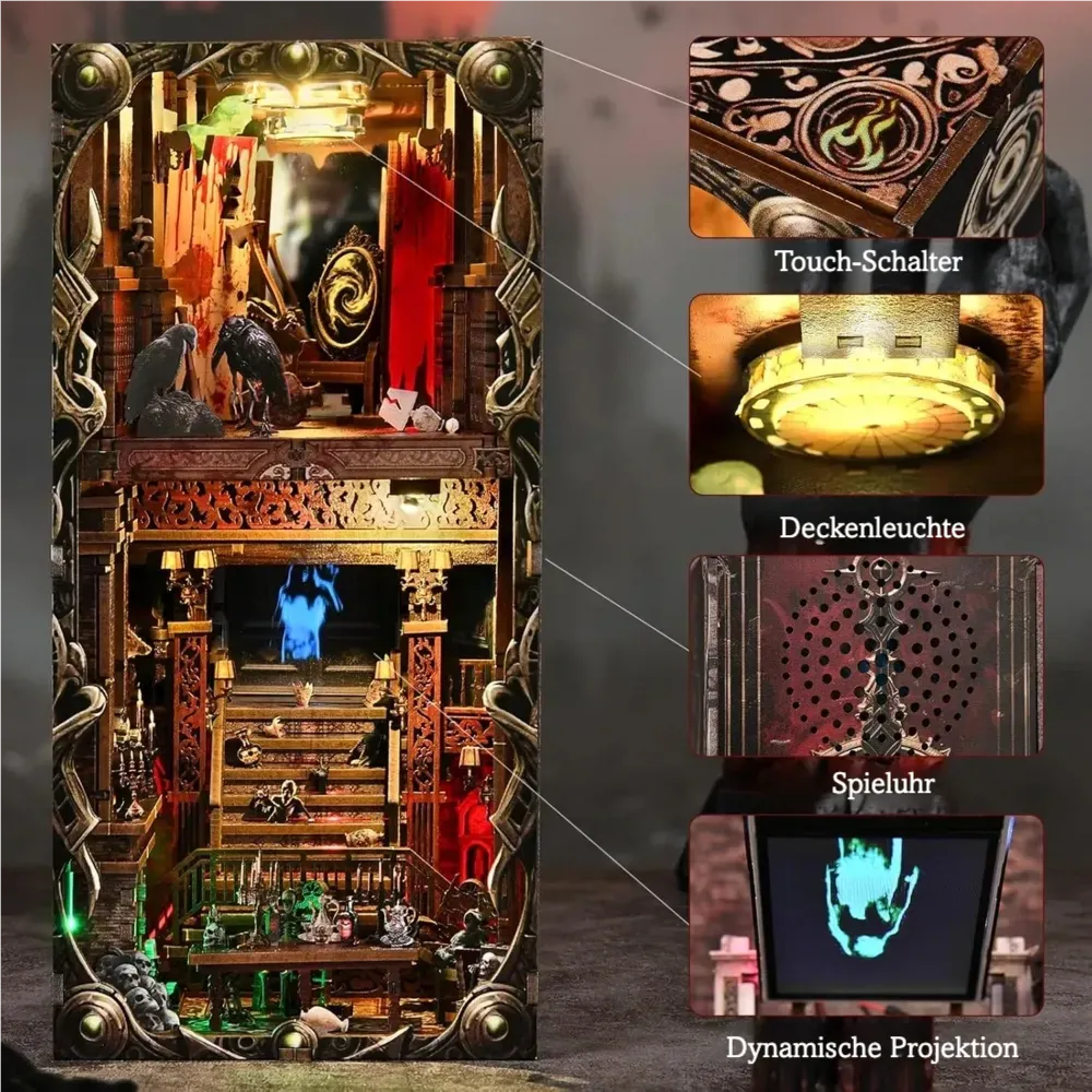 Grafica funzionale con comando touch, plafoniera, carillon e proiezione dinamica