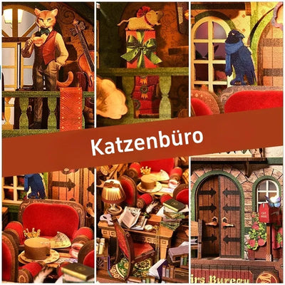 Detailansicht eines dekorativen Elements im Book Nook - Cat Affairs Bureau mit feinen Details