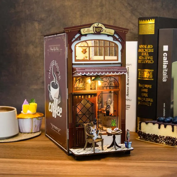 DIY Book Nook: Miniatur-Café Mit LED-Beleuchtung – Ein 3D-Puzzle Zum Selberbauen Für Kaffeeliebhaber!