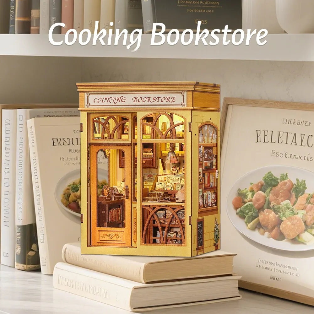 Book Nook - Cooking Bookstore dekorativ auf einem Schreibtisch platziert