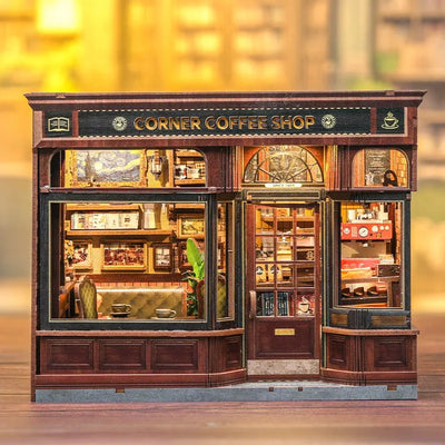 Book Nook - Corner Coffee Shop Gesamtansicht mit detaillierter Szenerie