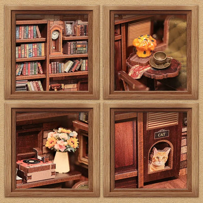Detailansicht eines dekorativen Elements im Book Nook - Corner Coffee Shop mit feinen Details