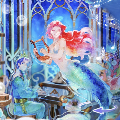 Sirena all’arpa e pianista nel book nook Deep Melody