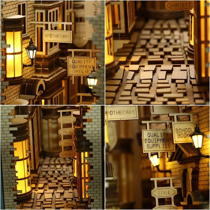 Nahaufnahme des Book Nook - Diagon Alley mit reichhaltigen Details