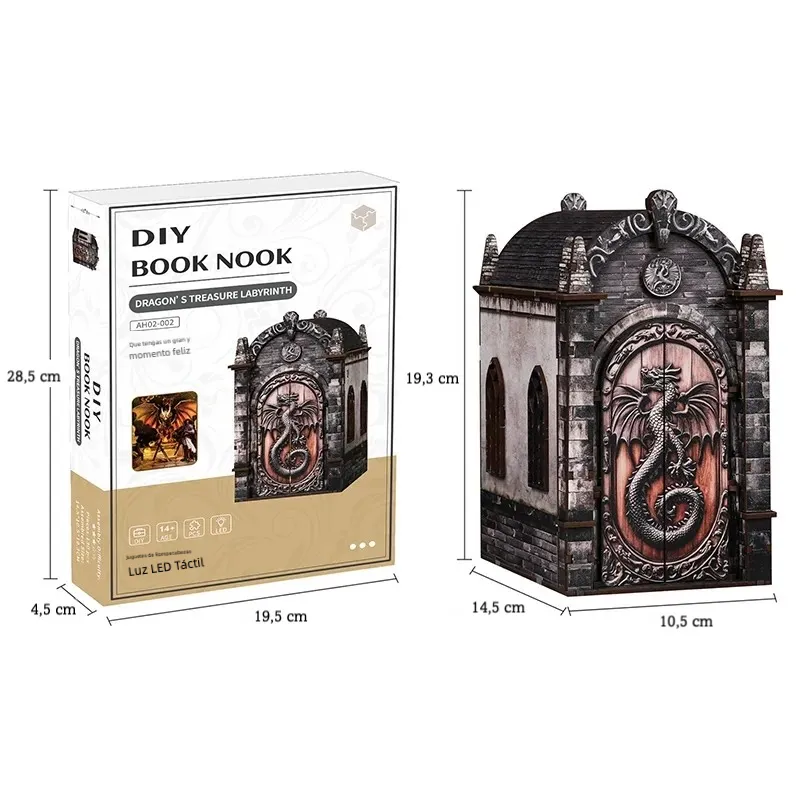 Dimensioni e confezione del Book Nook Dragons Treasure Labyrinth