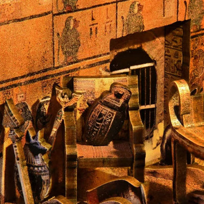 Nahaufnahme des Book Nook - Egyptian Pharaoh's Tomb mit reichhaltigen Details