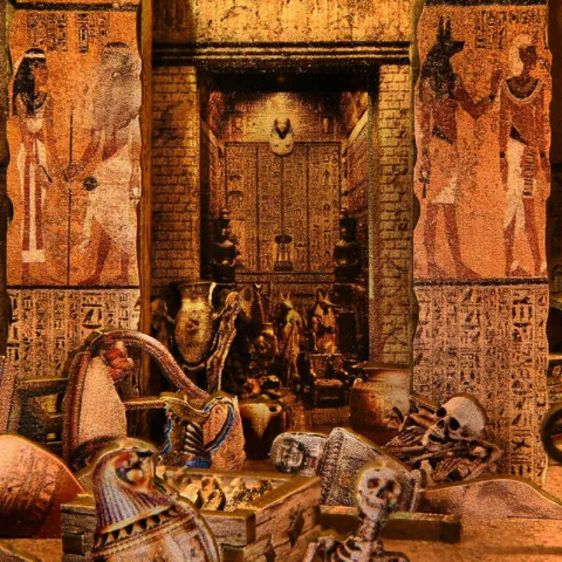 Nahaufnahme des Book Nook - Egyptian Pharaoh's Tomb mit reichhaltigen Details