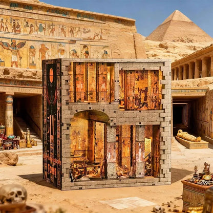 Seitliche Ansicht des Book Nook - Egyptian Pharaoh's Tomb mit gut sichtbaren Elementen
