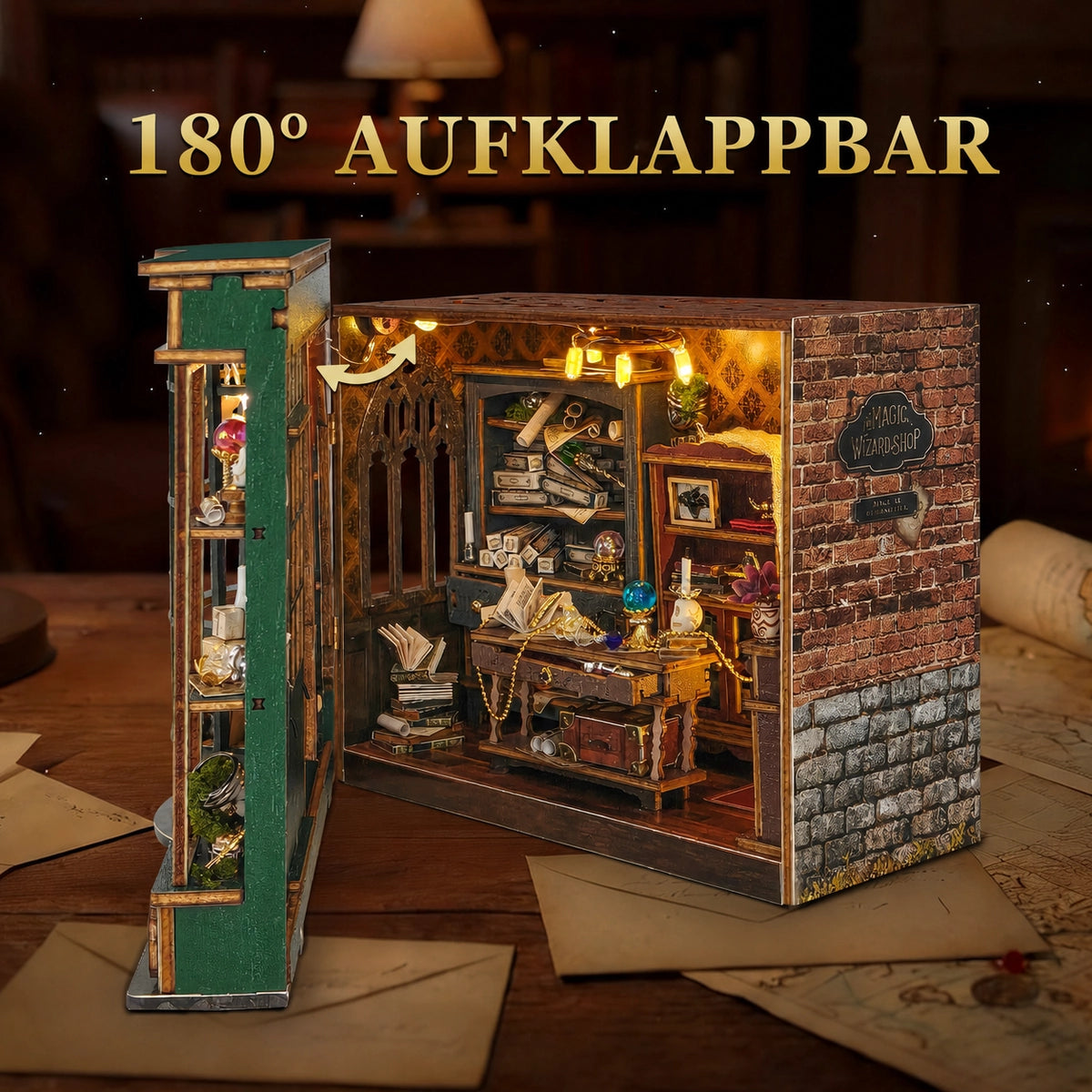 Um 180 Grad aufgeklappter European Shop mit breiter Innenszene