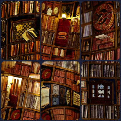 Detailansicht eines dekorativen Elements im Book Nook - Falling Library mit feinen Details