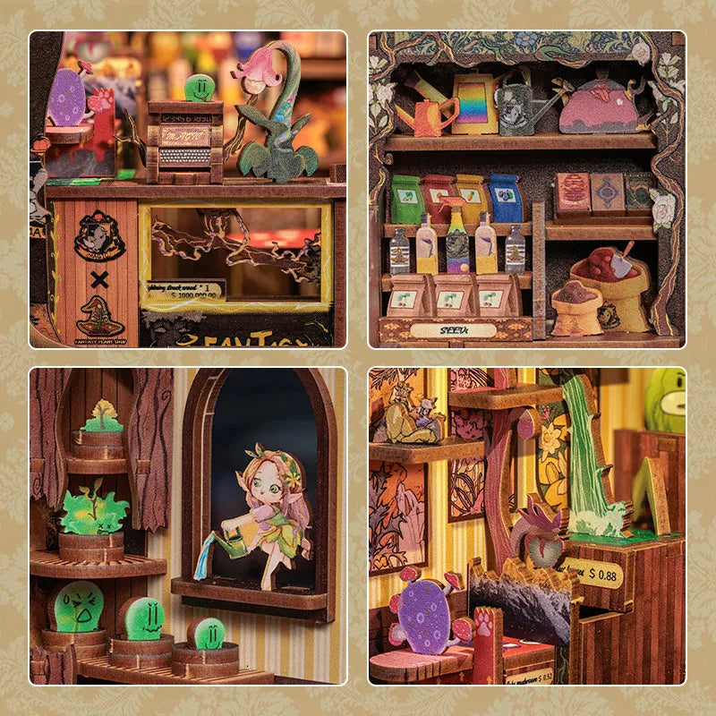 Detailansicht eines dekorativen Elements im Book Nook - Fantacy Plant Shop mit feinen Details