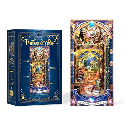 Book Nook - Fantasy Store Gesamtansicht mit präzise geschnittenen Holzteilen und hochwertiger Verarbeitung