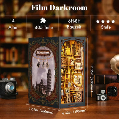 Film Darkroom con dimensioni e vecchia tabella promozionale in lingua tedesca
