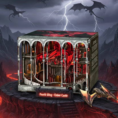 Book Nook Fourth Wing - Ember Castle Gesamtansicht mit präzise geschnittenen Holzteilen und hochwertiger Verarbeitung