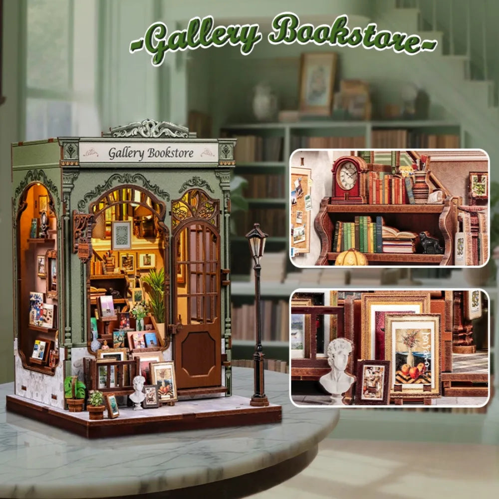 Nahaufnahme des Book Nook - Gallery Bookstore mit reichhaltigen Details