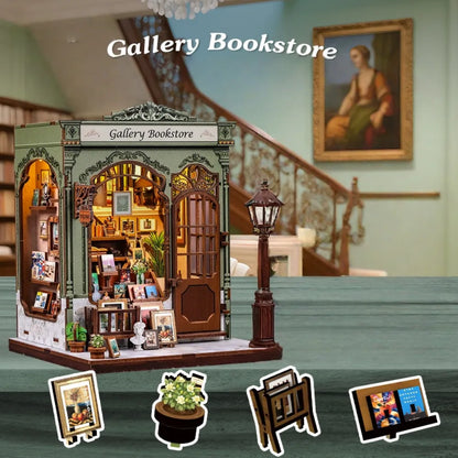Nahaufnahme des Book Nook - Gallery Bookstore mit reichhaltigen Details