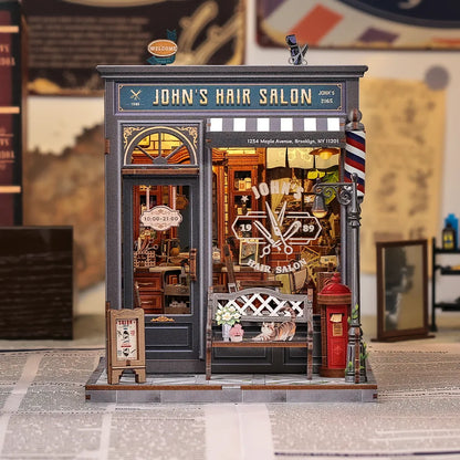 Book Nook - John's Hair Salon Gesamtansicht mit detaillierter Szenerie