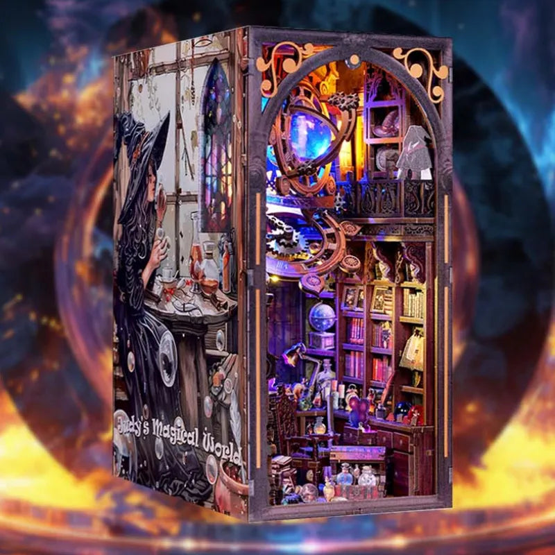 Seitliche Ansicht des Book Nook - Judy's Magical World mit gut sichtbaren Elementen