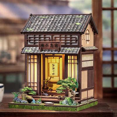 Seitliche Ansicht des Book Nook - Kirishima Cha-an mit gut sichtbaren Elementen