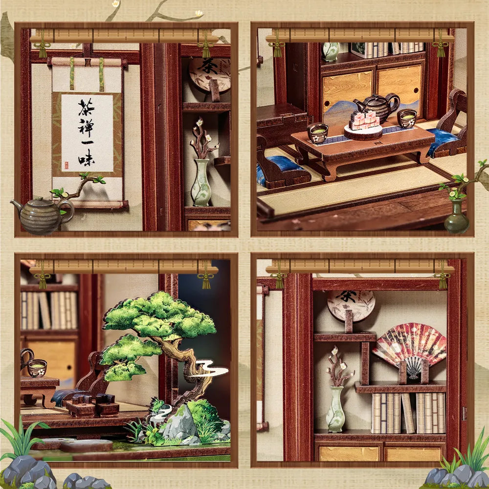 Detailansicht eines dekorativen Elements im Book Nook - Kirishima Cha-an mit feinen Details