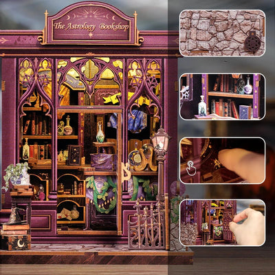 Nahaufnahme des Book Nook Kit | The Astrology Bookshop mit reichhaltigen Details