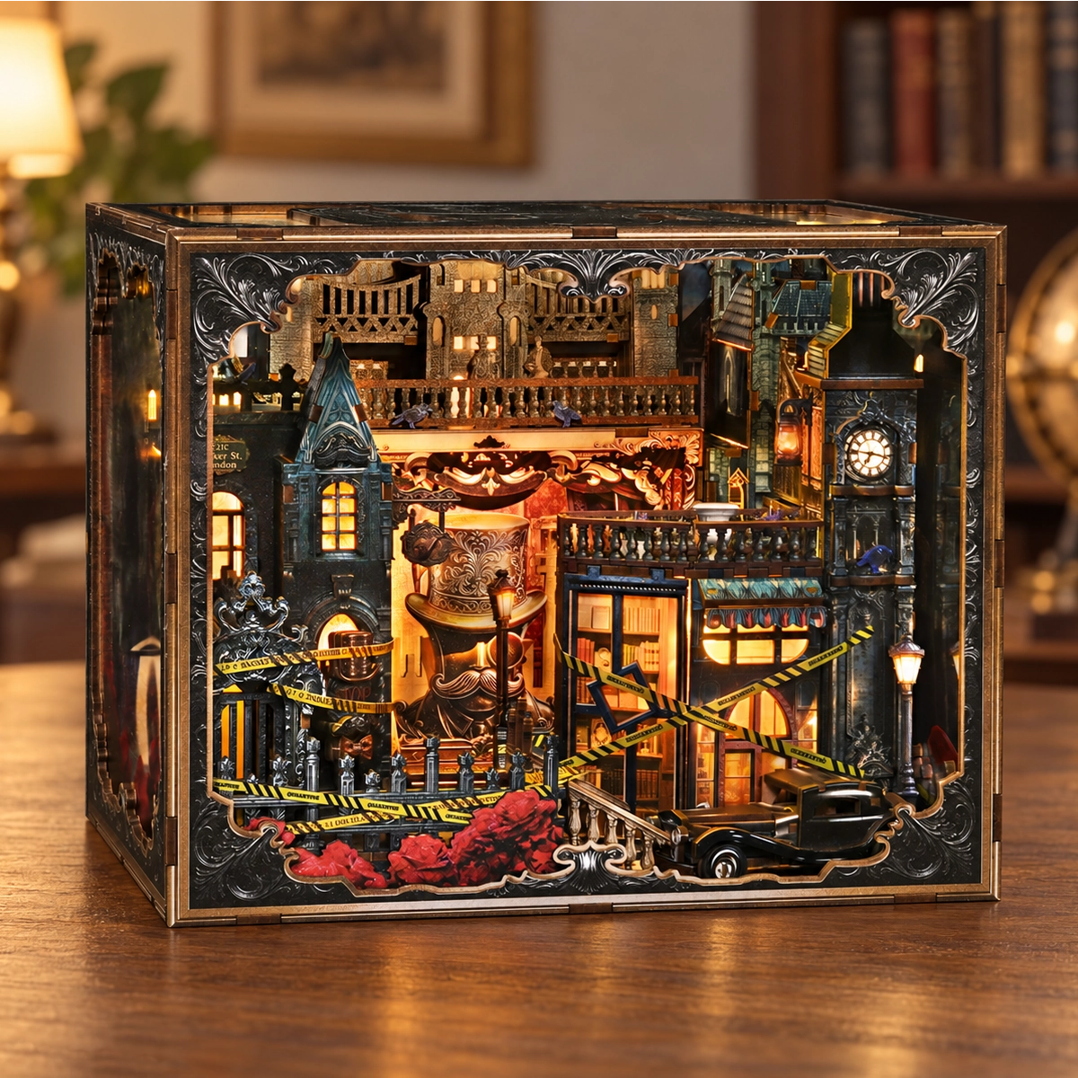 Vue de face du Book Nook Lamplight Veiled Path