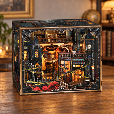 Vue latérale du cadre sombre et du décor urbain