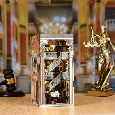 Gros plan du Book Nook - Law Library avec des détails riches et impressionnants
