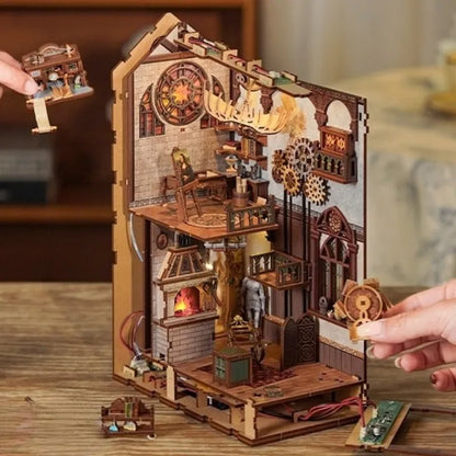 Nahaufnahme des Book Nook - Leonardo Da Vinci mit reichhaltigen Details
