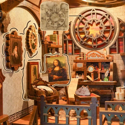Detailansicht eines dekorativen Elements im Book Nook - Leonardo Da Vinci mit feinen Details