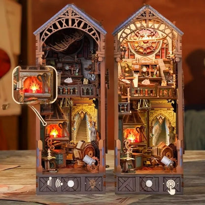 Nahaufnahme des Book Nook - Leonardo Da Vinci mit reichhaltigen Details