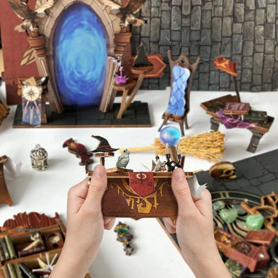 Montagebeispiel des Book Nook - Magic Academy mit verständlichen Schritten und Spaß am Zusammenbauen