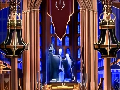 Magic Admissions Guide aperto con lista illustrata e sala, poi chiuso come un volume