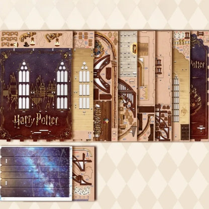 Detailansicht des Book Nook - Magic Auditorium mit präzise geschnittenen Holzteilen aus hochwertigem Material