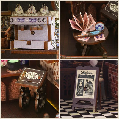 Detailansicht eines dekorativen Elements im Book Nook - Magic Coffee Shop mit feinen Details