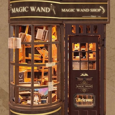 Detailansicht eines dekorativen Elements im Mini Miniatur Haus - Magic Wand Shop mit feinen Details